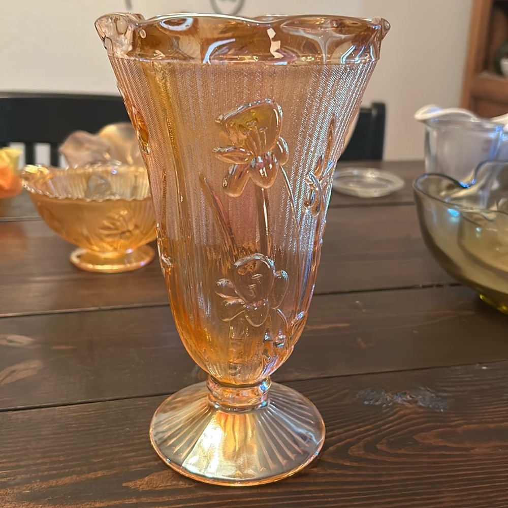 Vintage Iridescent Iris Glass